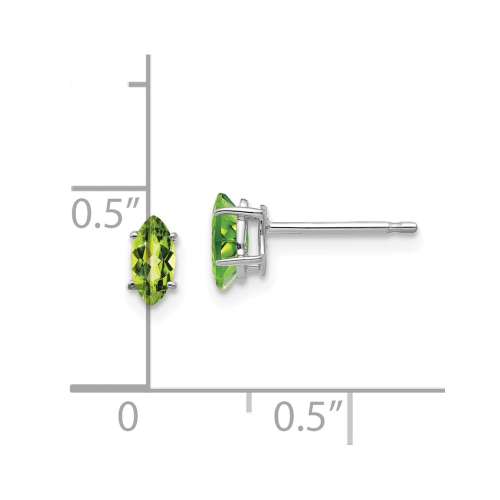 14k White Gold 6x3mm Marquise Peridot earring