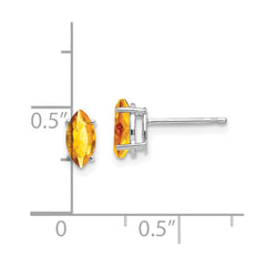 14k White Gold 7x3.5mm Marquise Citrine earring