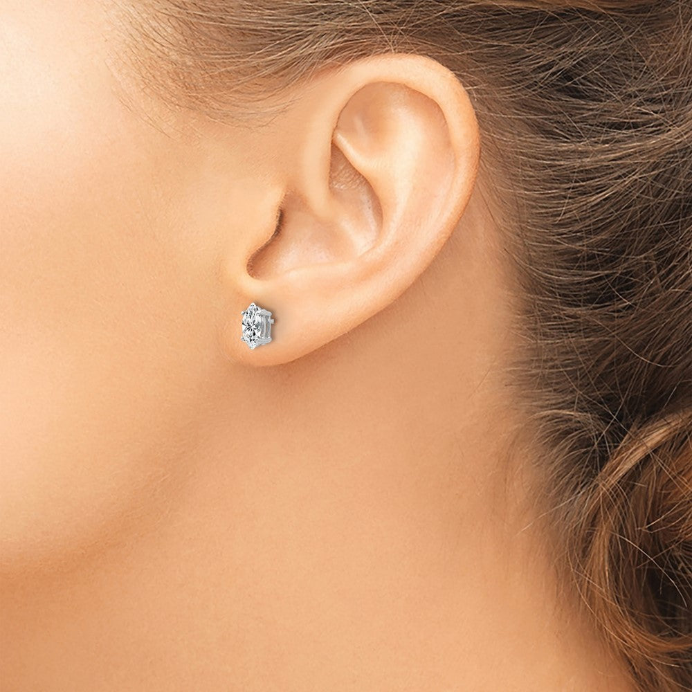 14k White Gold 7x3.5mm CZ Marquise Stud Earring