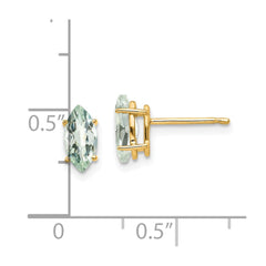 14k 8x4 Marquise Checker-Cut Green Quartz Earring