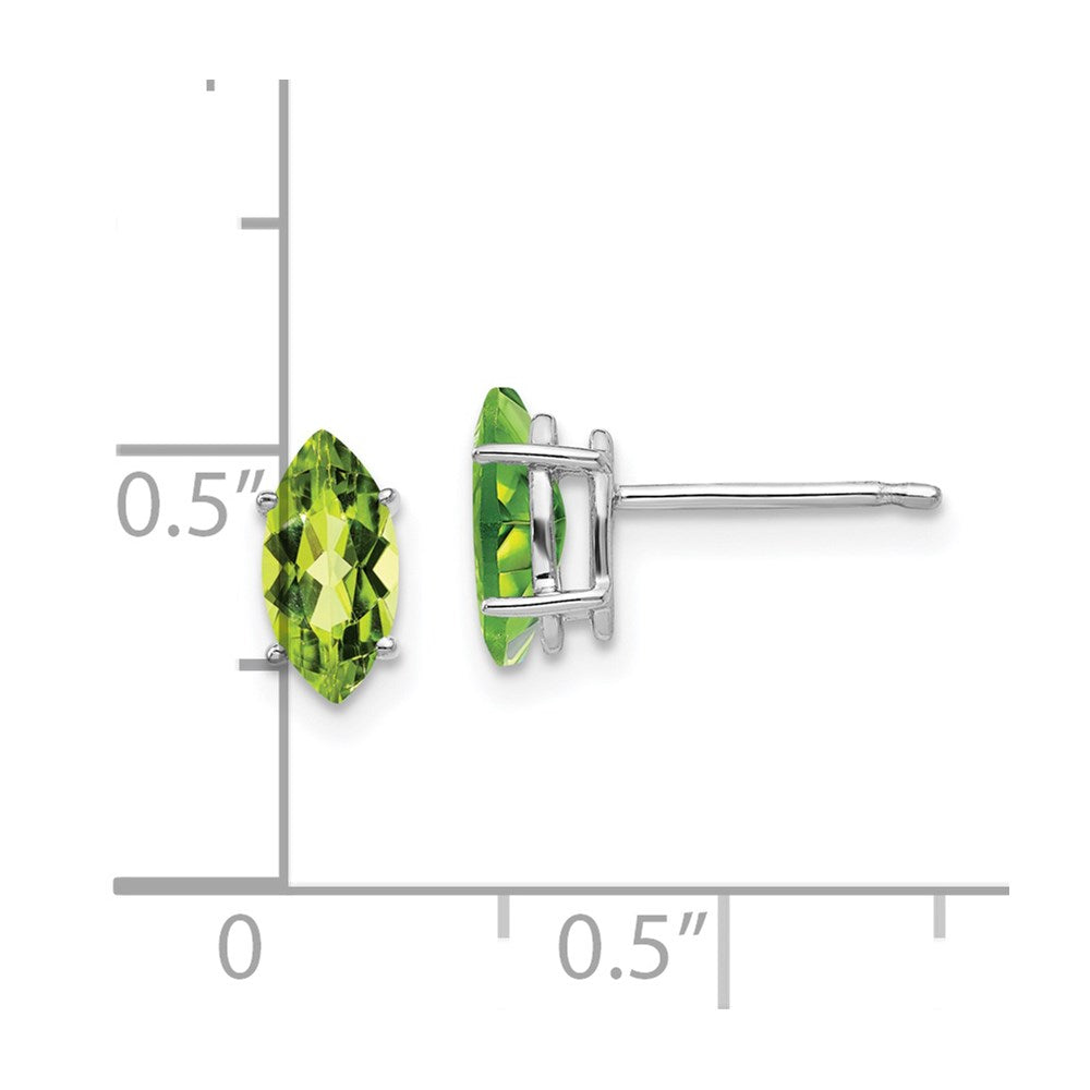 14k White Gold 8x4mm Peridot Marquise Stud Earring