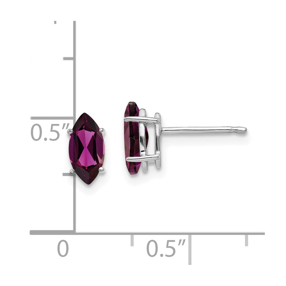14k White Gold 8x4mm Rhodolite Garnet Marquise Stud Earring