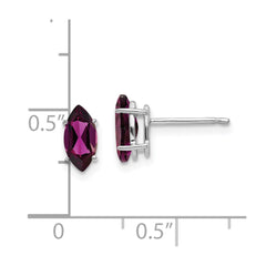 14k White Gold 8x4mm Rhodolite Garnet Marquise Stud Earring
