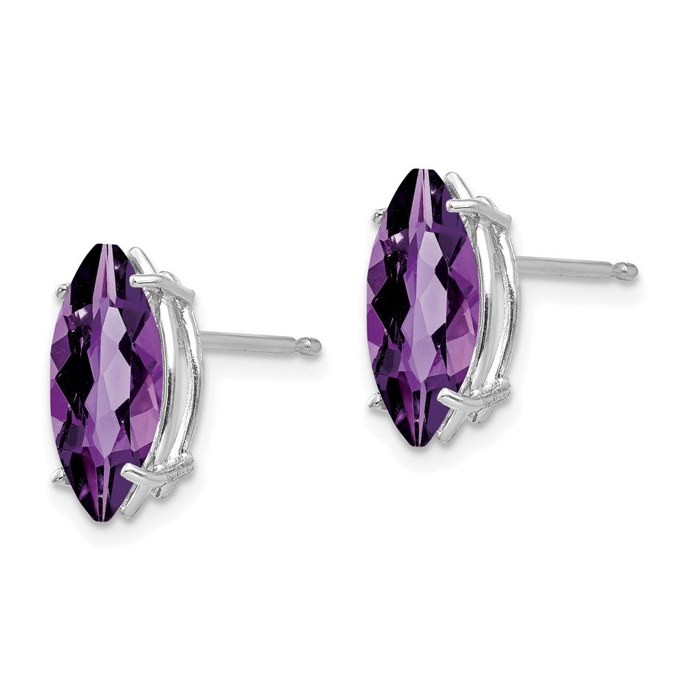 14k White Gold 10x5mm Amethyst Marquise Stud Earring