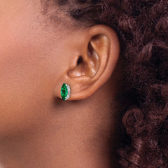 14k White Gold Mount St. Helens Marquise Stud Earring