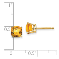 14k 6x6mm Cushion Citrine Checker earring
