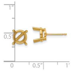 14k 7mm Cushion Earring Mountings