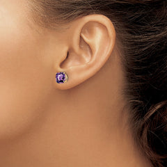 14k 7x7mm Cushion Amethyst earring
