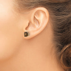 14k 7mm Cushion Smoky Quartz Earring