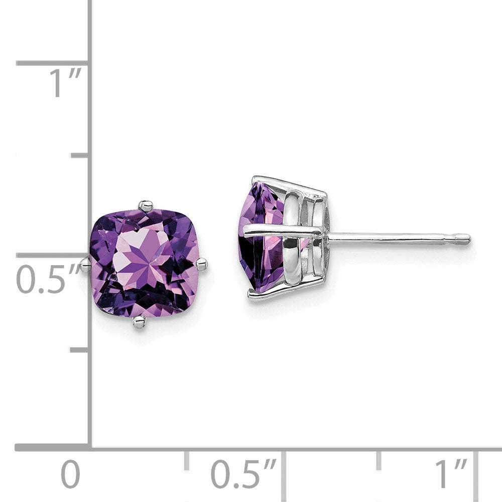 14k White Gold 7mm Cushion Earring Mounting