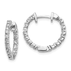 14k White Gold A Diamond Hinged Hoop Earrings - 7