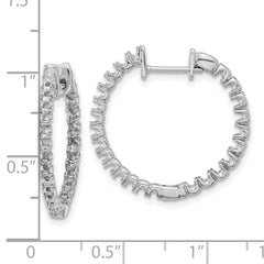 14k White Gold A Diamond Hinged Hoop Earrings - 3