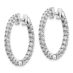 14k White Gold A Diamond Hinged Hoop Earrings - 3