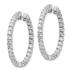 14k White Gold A Diamond Hinged Hoop Earrings - 4