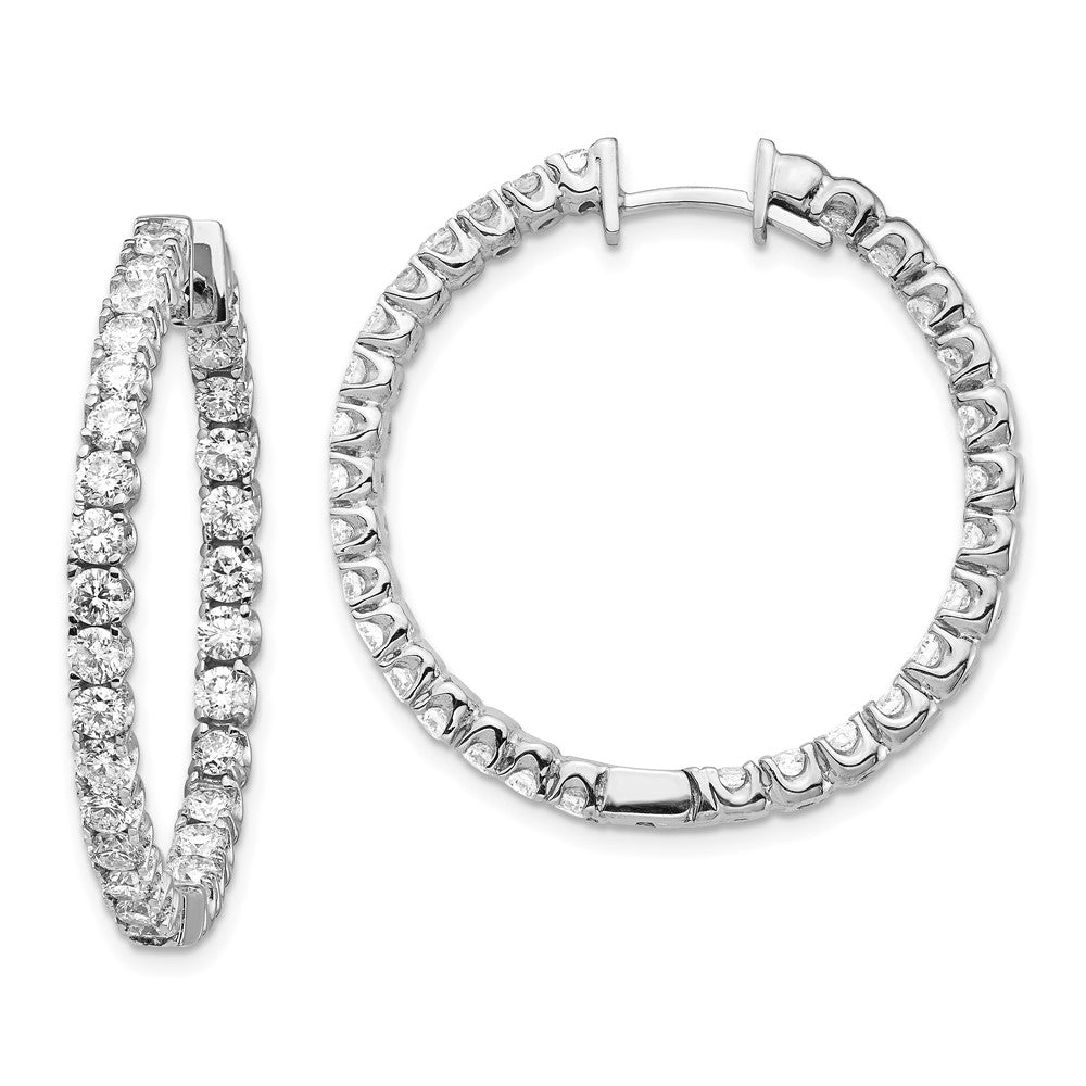 14k White Gold AA Diamond Hinged Hoop Earrings - 11