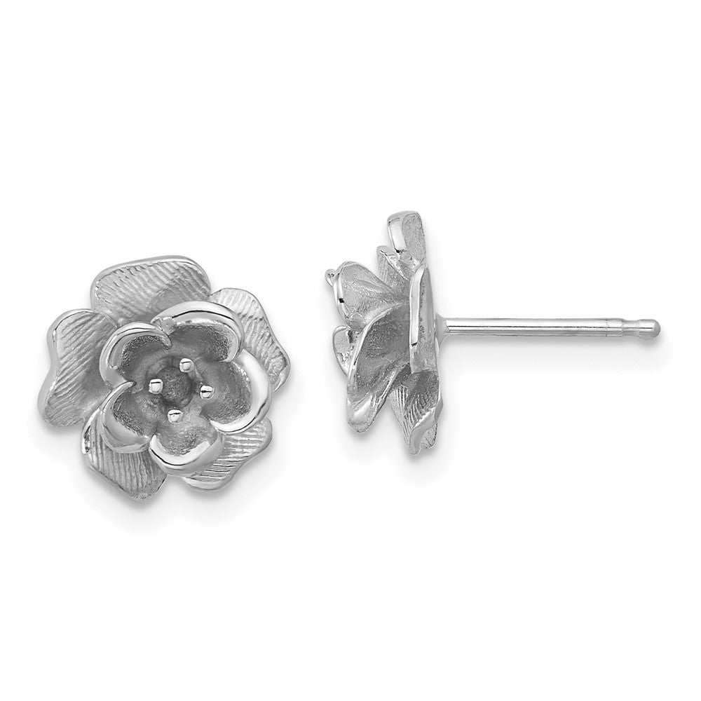 14k White Gold Fancy Diamond Flower Earring Mountings