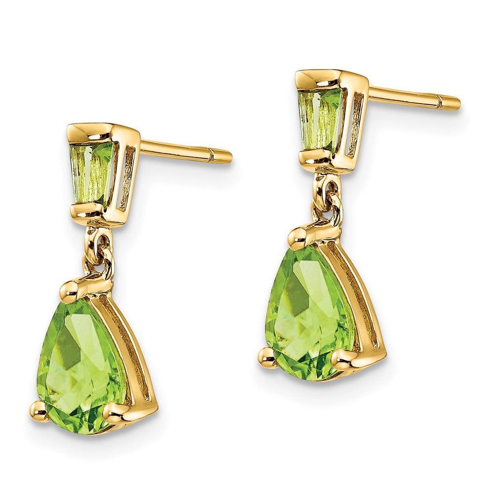 14k Gold Peridot Dangle Post Earrings