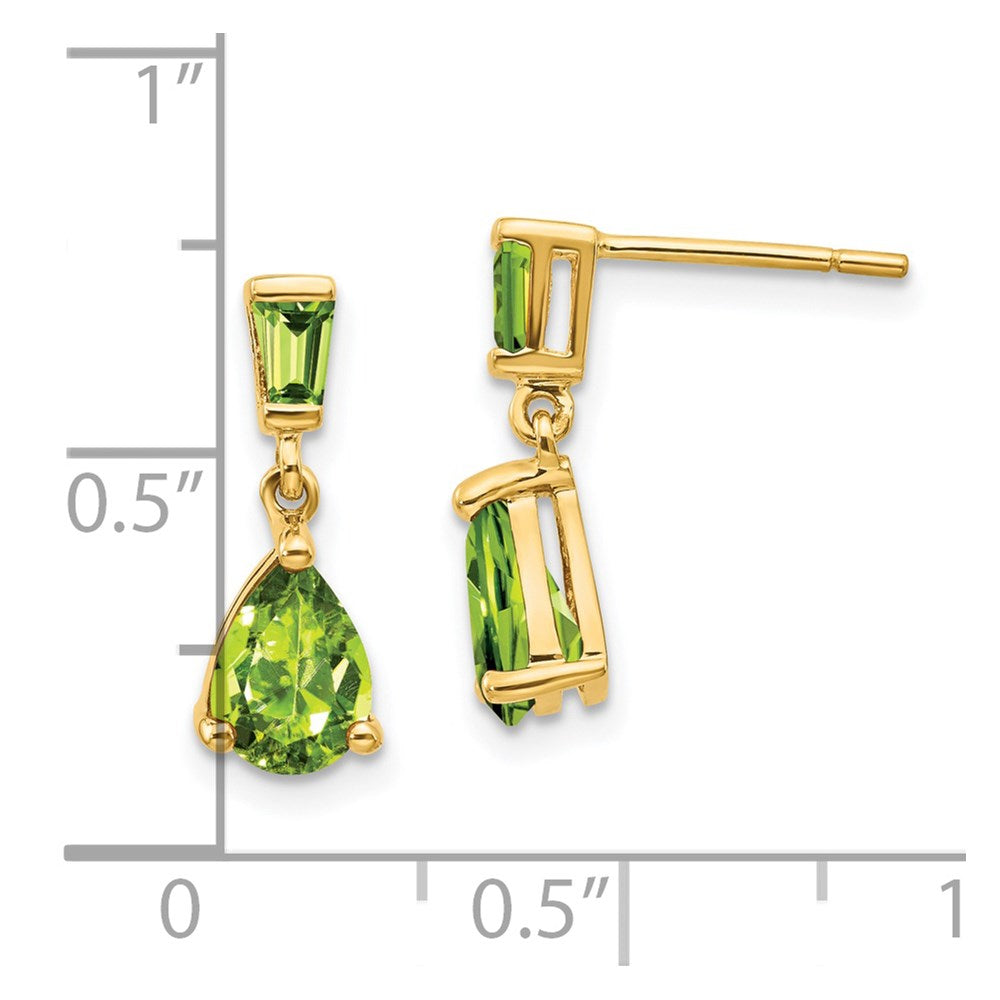 14k Gold Peridot Dangle Post Earrings