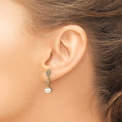 14k w/Rhodium 6-7mm Semi-round FWC Pearl .02ct Diamond Earrings