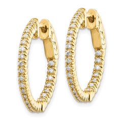 14k Diamond Round Hoop w/Safety Clasp Earrings - 26