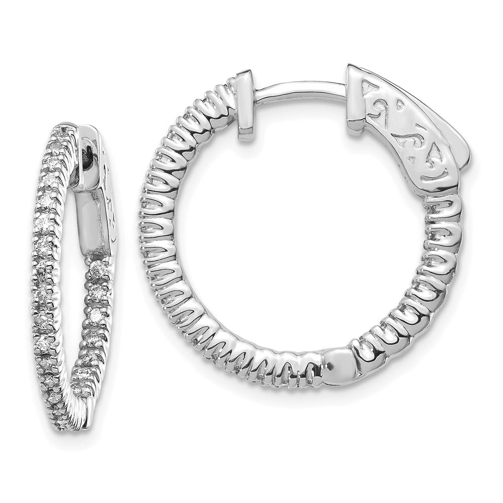 14k White Gold Round Hoop w/Safety Clasp Earring Mountings - 8