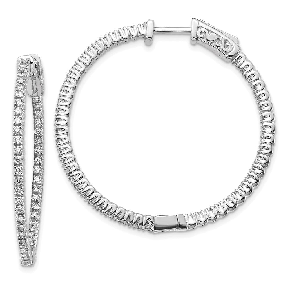 14k White Gold Round Hoop w/Safety Clasp Earring Mountings - 10