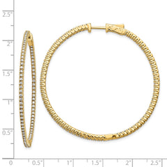 14k Diamond Round Hoop w/Safety Clasp Earrings - 12