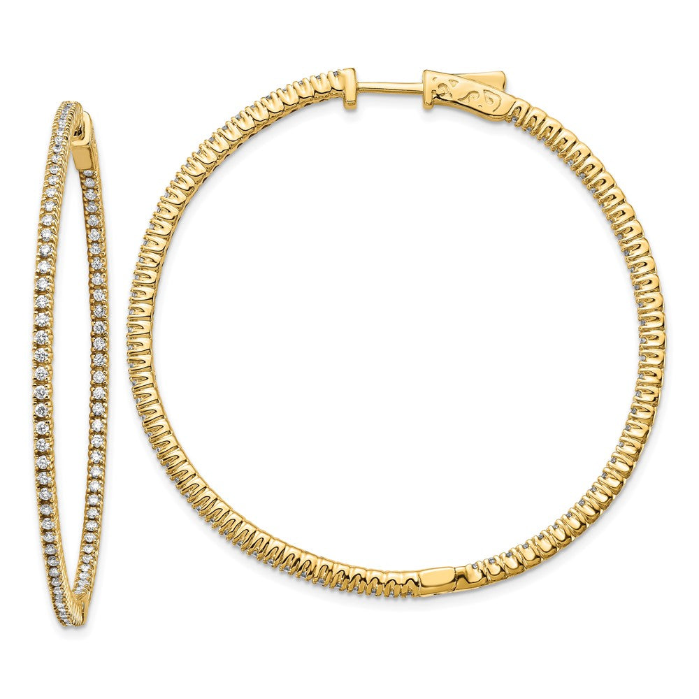 14k Diamond Round Hoop w/Safety Clasp Earrings - 12