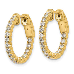 14k Diamond Round Hoop w/Safety Clasp Earrings - 29