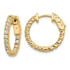14k Diamond Round Hoop w/Safety Clasp Earrings - 29