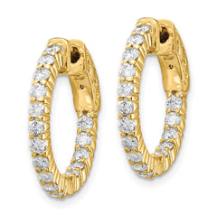 14k Diamond Round Hoop w/Safety Clasp Earrings - 13
