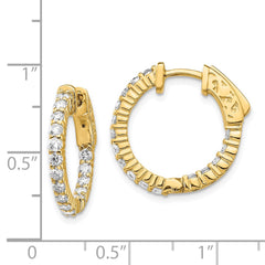 14k Diamond Round Hoop w/Safety Clasp Earrings - 13
