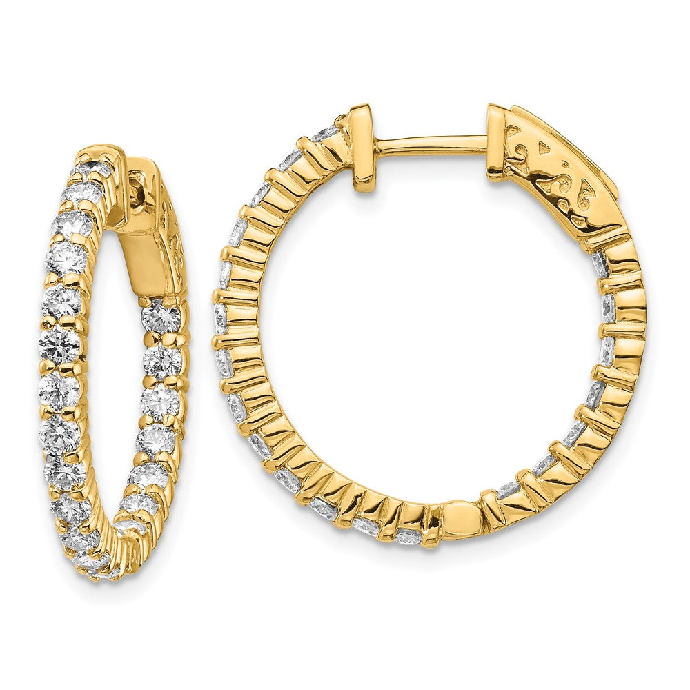 14k Diamond Round Hoop w/Safety Clasp Earrings - 20