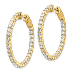 14k Diamond Round Hoop w/Safety Clasp Earrings - 30