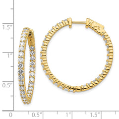 14k Diamond Round Hoop w/Safety Clasp Earrings - 30