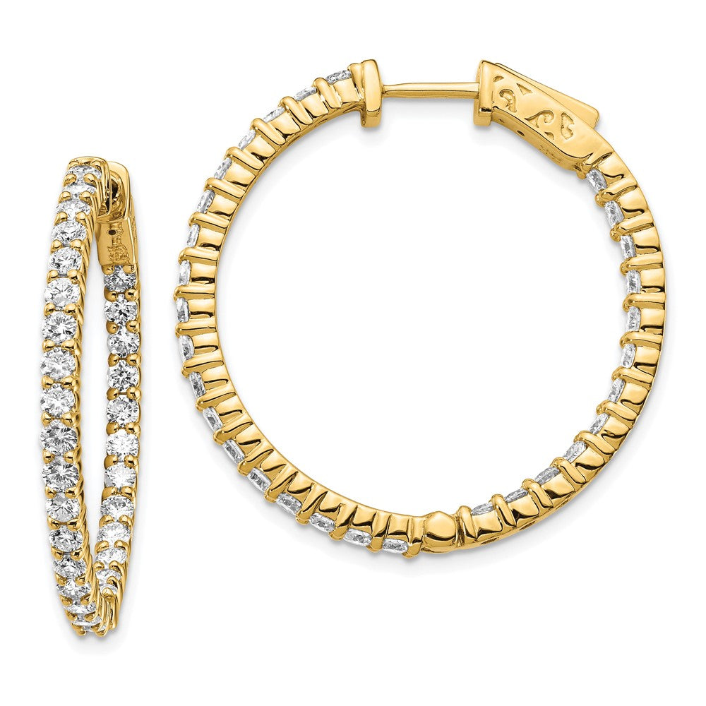 14k Diamond Round Hoop w/Safety Clasp Earrings - 30