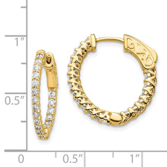 14k Diamond Round Hoop w/Safety Clasp Earrings - 21