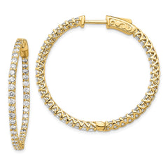 14k Diamond Round Hoop w/Safety Clasp Earrings - 31