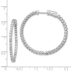 14k White Gold Diamond Round Hoop w/Safety Clasp Earrings - 33