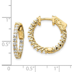 14k Diamond Round Hoop w/Safety Clasp Earrings - 5