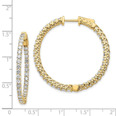 14k Diamond Round Hoop w/Safety Clasp Earrings - 14