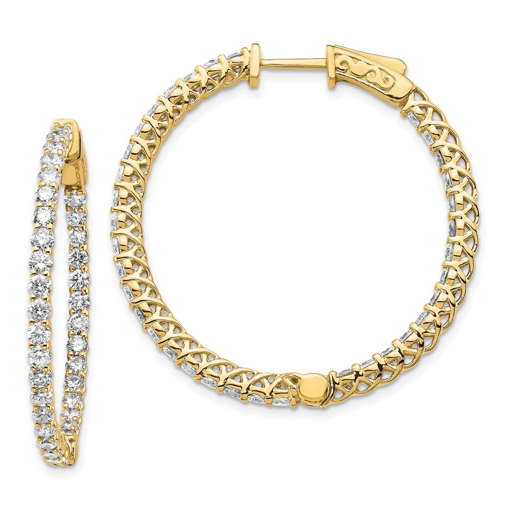 14k Diamond Round Hoop w/Safety Clasp Earrings - 14