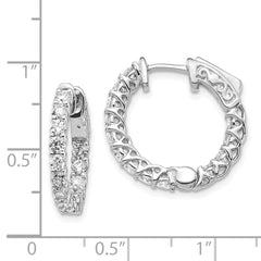 14k White Gold Diamond Round Hoop w/Safety Clasp Earrings - 27