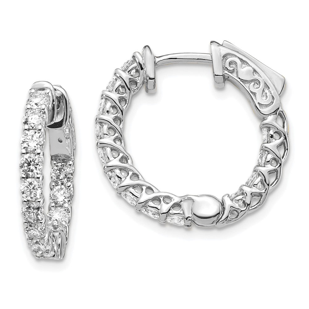 14k White Gold Round Hoop w/Safety Clasp Earring Mountings - 21