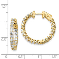 14k Diamond Round Hoop w/Safety Clasp Earrings - 8
