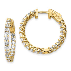 14k Diamond Round Hoop w/Safety Clasp Earrings - 8