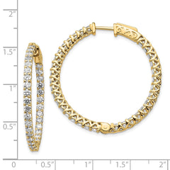14k Diamond Round Hoop w/Safety Clasp Earrings - 9