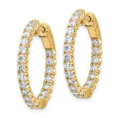14k Diamond Round Hoop w/Safety Clasp Earrings - 10