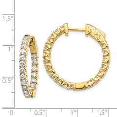 14k Diamond Round Hoop w/Safety Clasp Earrings - 10