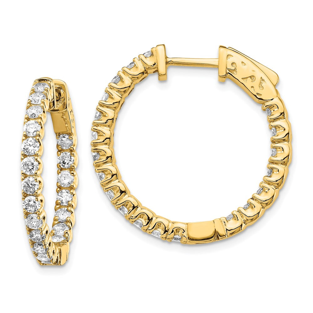 14k Diamond Round Hoop w/Safety Clasp Earrings - 10